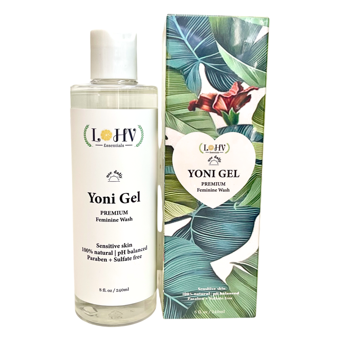 PREMIUM Herbal LOHV YONI GEL pH Balancing Intimate Wash: Eliminate Odor, Cleanse Vulva, Maintain a Healthy pH Balance with Palm Kernel Oil + Rose Oil + Aloe Vera Leaf